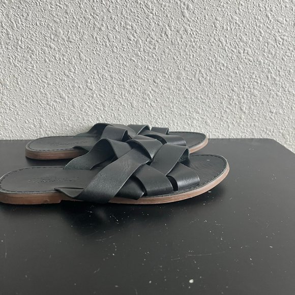 Madewell The Boardwalk Woven Slide Black Sandals Size 7.5 Style L1165 - Picture 2 of 11